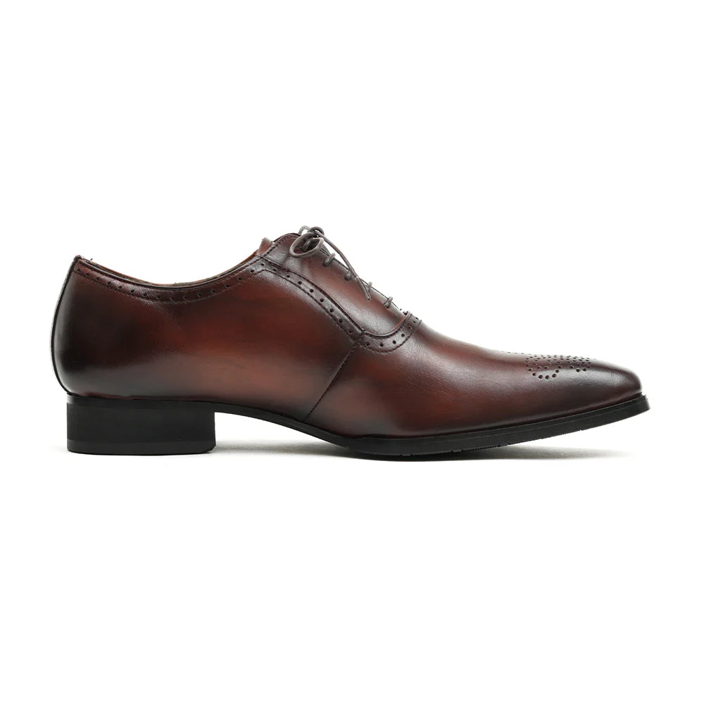 602 Dress Shoes Medallion Dark Brown