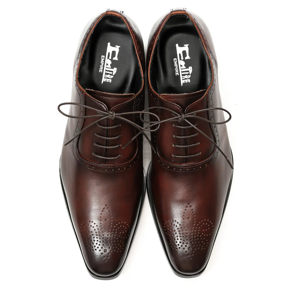 602 Dress Shoes Medallion Dark Brown