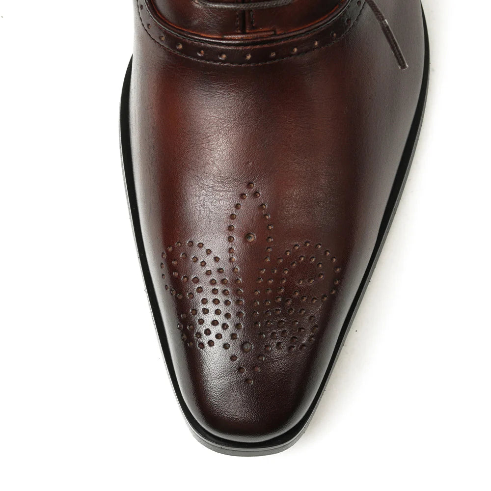 602 Dress Shoes Medallion Dark Brown